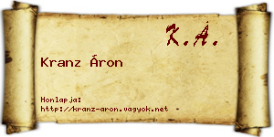 Kranz Áron névjegykártya